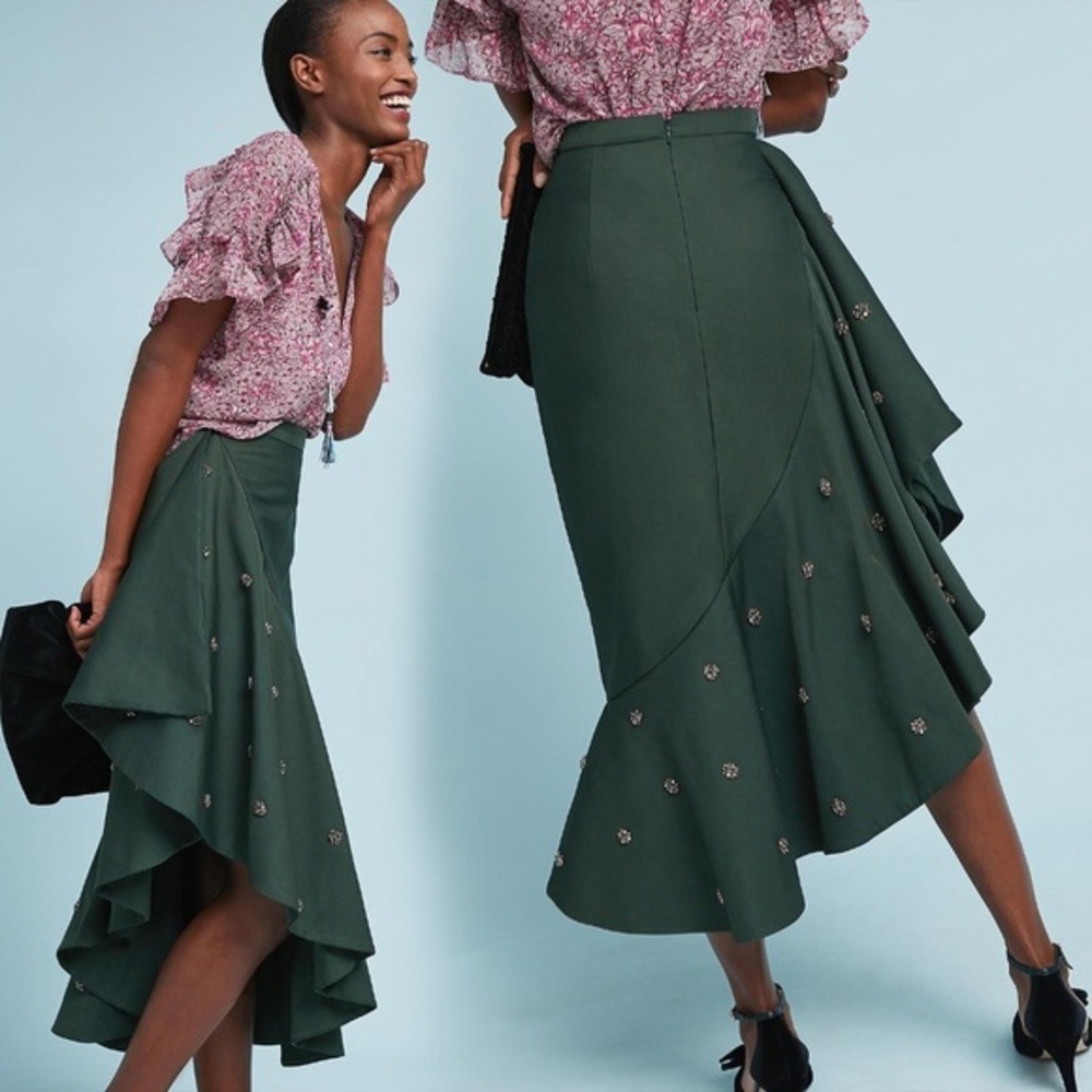 Anthropologie ruffle midi skirt